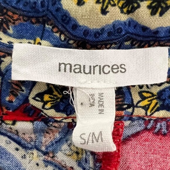 Maurices Womens Open Front Red/Multi Floral Kimono Bat Sleeves S/M - Picture 8 of 9